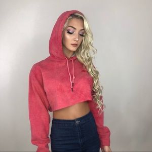 Red Champion Bleached and Cropped Hoodie